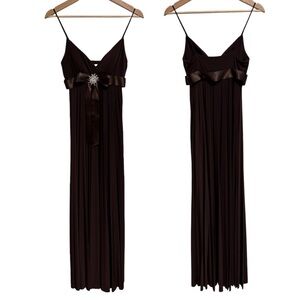 Cache Y2K Babydoll Full Length Maxi Dress Size 4 Formal Prom Pleated Embellished